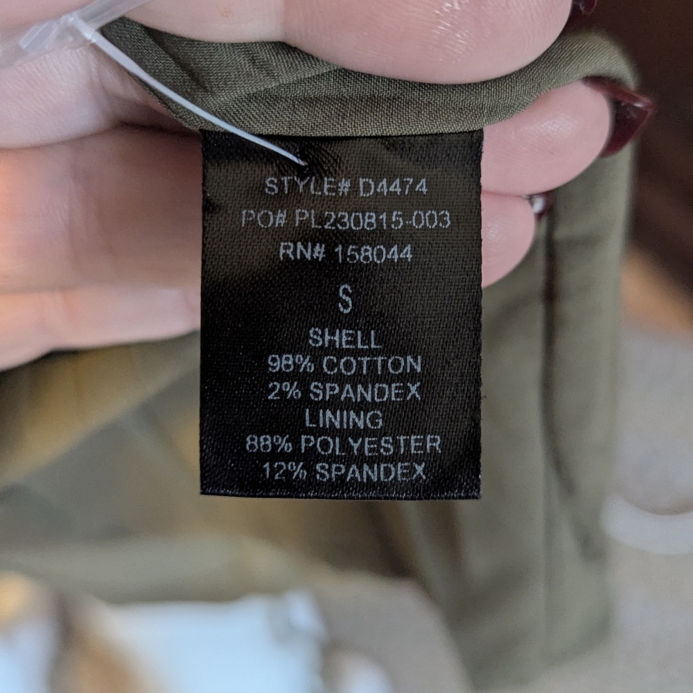 NWOT LENA Olive Utility Shirt Dress with Tie Waist - Picture 6 of 6